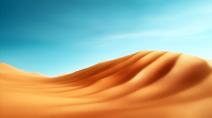 Breathtaking view of golden sand dunes under a clear blue sky, capturing the essence of tranquility and vastness.