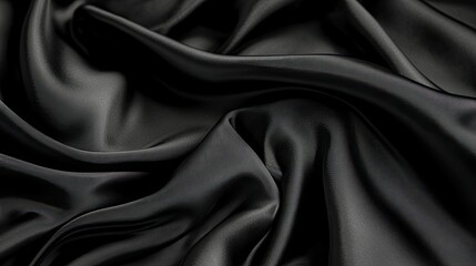 Obraz premium Smooth Black Satin Fabric Draped in Elegant Curves and Folds