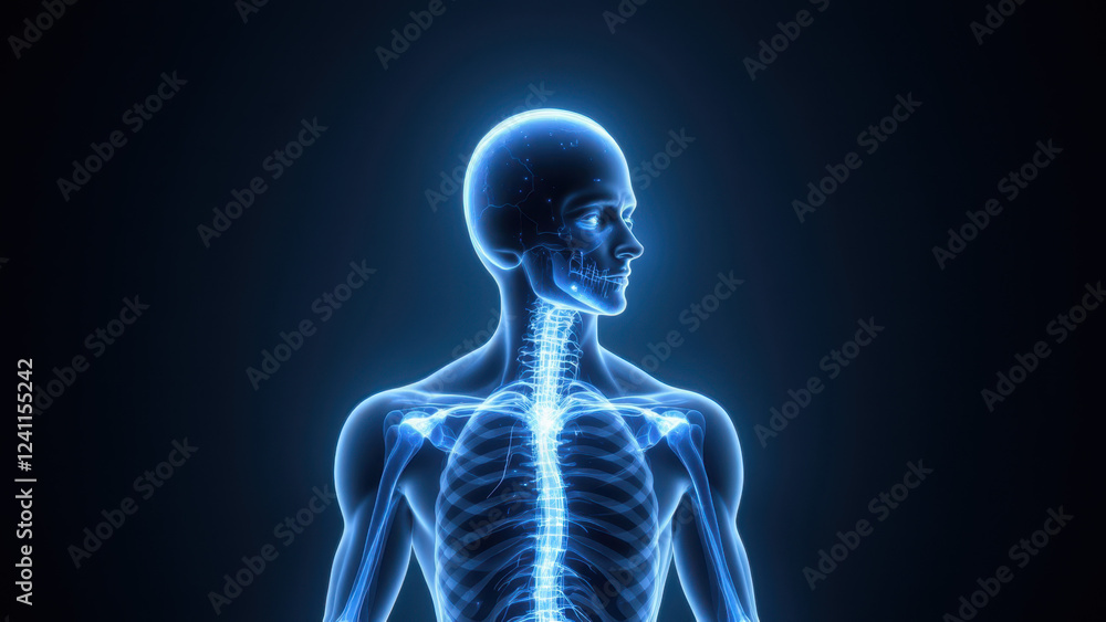 Aufkleber vagus nerve stimulation - a 3d rendering of a human head with an emphasis on the vns nerve system an
