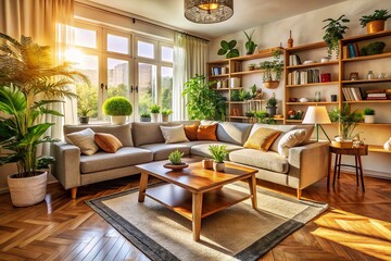 Modern Classic Interior Design: Candid Shot of Cozy Living Room