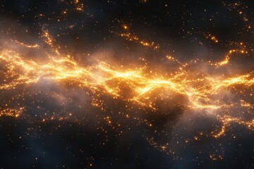 Fototapeta premium Stunning Cosmic Background with Golden Stars and Nebula Effects