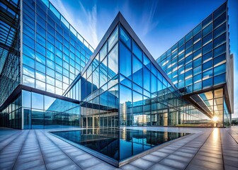 Fototapeta premium Modern Minimalist Architecture: Geometric Facade, Clean Lines, and Steel Structure