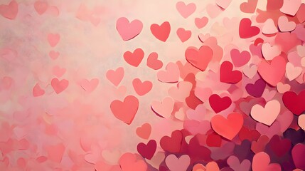 Obraz premium Colorful Heart Shapes on a Soft Pink Background for Valentine's Day
