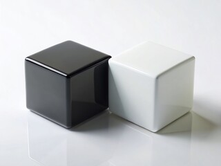 Fototapeta premium Minimalist White and Black Box on White Background - Abstract Geometric Design