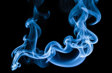 Fototapeta premium blue fire smoke isolated on black