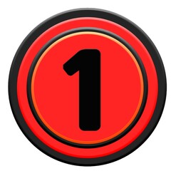 red glossy button with number 1