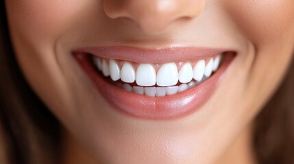 Fototapeta premium Close-Up of Beautiful Smiling Woman Showcasing White Teeth and Joy