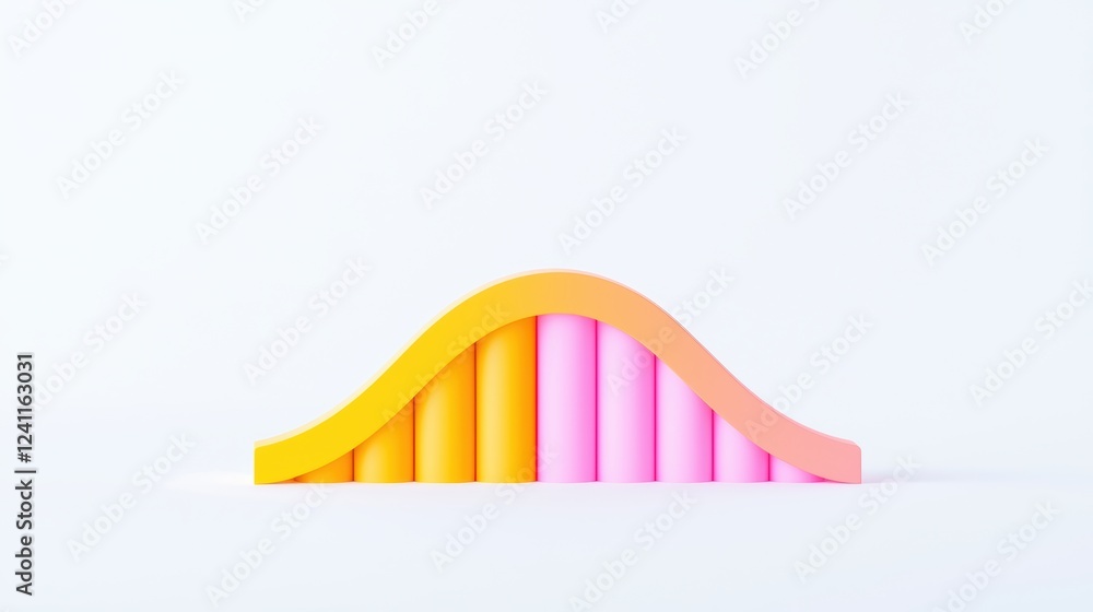 Poster 3d normal distribution curve in bright colors