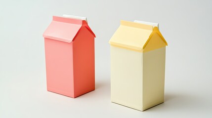 Fototapeta premium Colorful Milk Cartons in House Shape on White Background