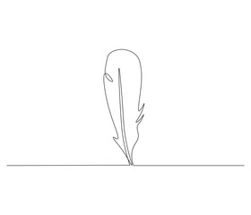Continuous one line drawing of bird feather. Single line drawing illustration of Bird feather symbol of writer. Bird feather concept vector art. Doodle line illustration.
