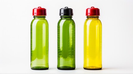 Sporty Fitness Drink Bottle in White and Green for Active Lifestyle - Isolated on Red and Yellow Background