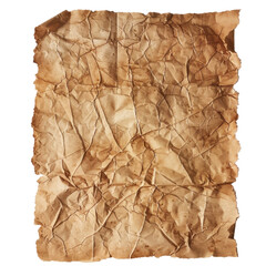 Fototapeta premium Aged, crumpled paper with textured surface and warm tones, perfect for backgrounds or vintage designs. unique creases and stains add character and depth