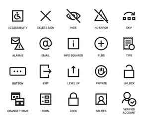 Basic UI Category Outline Pictogram Icons Set