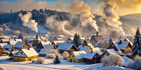 Winter Village Sunrise
