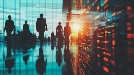 abstract professional business team people connection of line from nail node to node on Smart digital cityscap and skyline background , Innovation networking concept