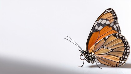 Obraz premium ホワイトの透明感ある背景に、春を象徴する蝶が1匹とまり、静かに季節の訪れを告げる 