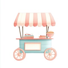 Pastel dessert cart, treats, fair, outdoors, summer, illustration, bakery, food