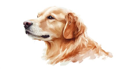 Golden Retriever Dog Portrait Artistic Watercolor Style