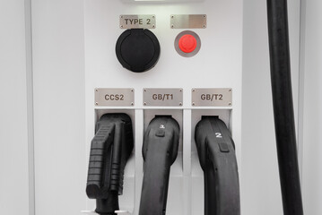 A close-up of a real electric vehicle charging station.