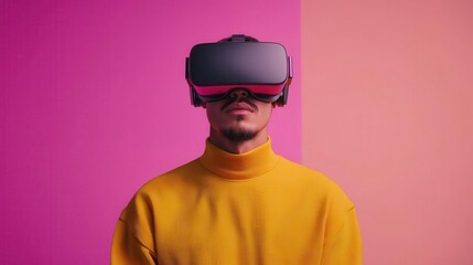 Employee testing virtual reality training modules, concept of immersive learning in the workplace, technology in training