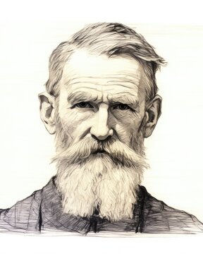 Vintage Line Drawing of George Bernard Shaw: Irish Critic and Playwright (1856-1950)