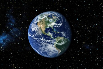 Obraz premium Earth View from Space with Stars and Galaxy Background