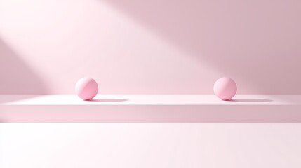 Illuminated still life, two eggs on a shelf under gentle light two