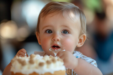 Ultra-sharp image of a child's first steps, parents' joy captured, home setting made generative AI
