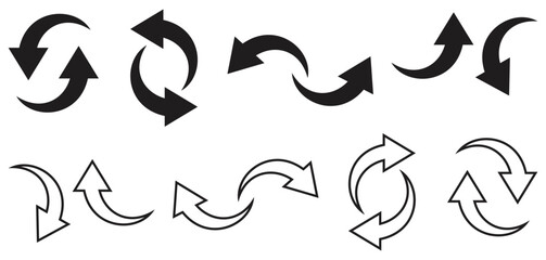 Various Circular Arrow Vector Designs. Isolated On Transparent Background.