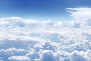 Fototapeta premium White Fluffy Clouds in Aerial View over Sky: Perfect Wallpaper for Your Desktop with Nobody Around