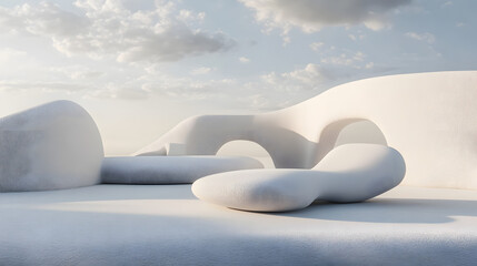 A sky gray design with rounded edges and soft textures, exuding a minimalist charm and tranquility.