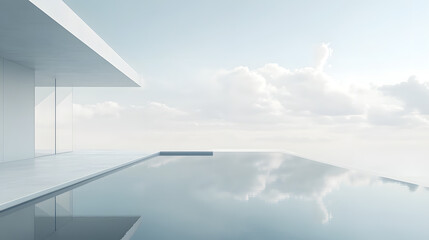 A sky gray design with simple lines and a sense of spaciousness, embodying minimalist elegance and clarity.