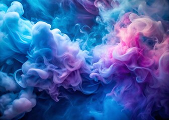 Panoramic Abstract Smoke Background: Light Blue and Purple Swirls