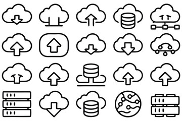 cloud computing and storage editable stroke outlin
