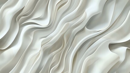Obraz premium Elegant white wavy fabric texture with soft flowing curves and gentle folds creates abstract minimalist background pattern for luxury design projects.