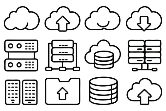cloud computing and storage editable stroke outlin