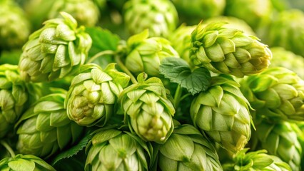 Fototapeta premium Close-up shot of fresh green beer hops with individual buds and stems visible