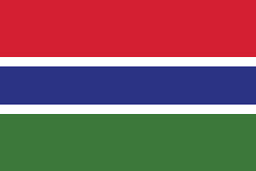 Obraz premium Gambia flag. The official ratio. Flag icon. Standard color. Standard size. A rectangular flag. Computer illustration. Digital illustration. Vector illustration.