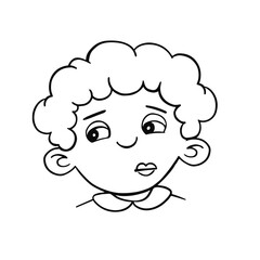 emotion avatar child boy doubt, disdain discontent line