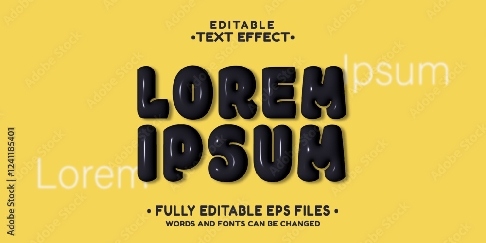 Poster editable 3d inflate lorem ipsum text effect