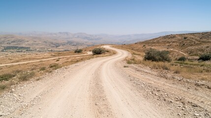 Fototapeta premium Winding desert road, mountain view, travel, adventure