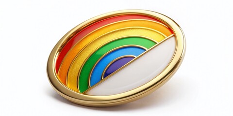 Premium Rainbow Gold & White Badge -  Authentic Product Stock Photo