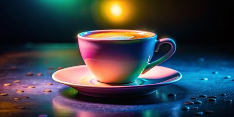 Fototapeta premium Pastel Coffee Cup Night Photography - Isolated Soft Drink