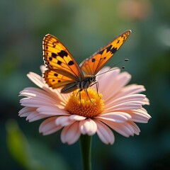Obraz premium A beautiful white butterfly on a flower.