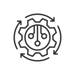 Automation icon in line design. Automation, robotic process, AI integration, smart technology, industrial automation, machine learning on white background vector. Automation editable stroke icon