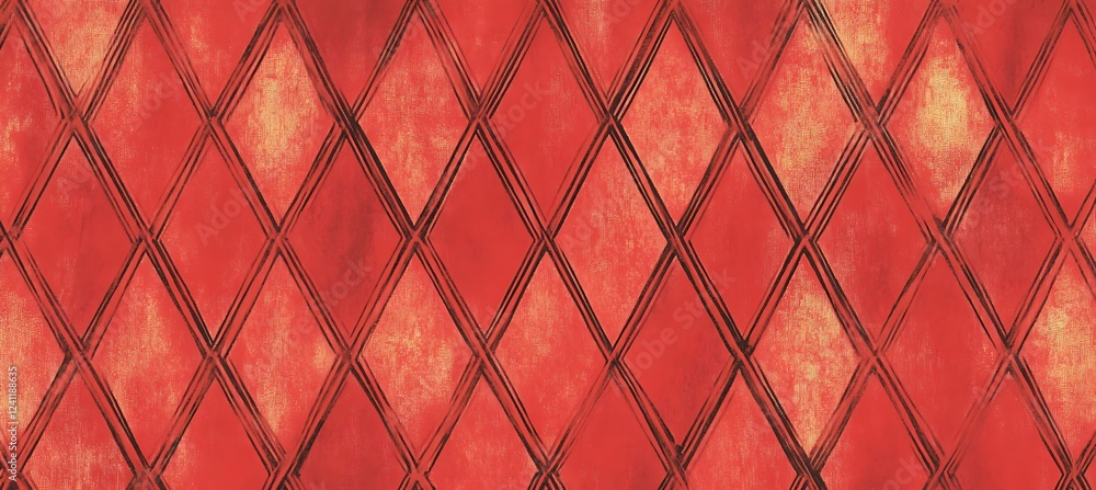 Poster a striking red monochromatic background featuring a repetitive diamond pattern for a bold and minima
