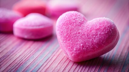 Obraz premium Pink Heart Shaped Candy, Sweet Treat, Valentine's Day, Romantic, Love