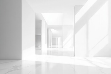 Obraz premium minimalist 3d rendering of a white interior, emphasizing clean lines and modern aesthetic, showcasing the beauty of simplicity and functional design