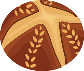 Sourdough bread vector flat illustration with white background