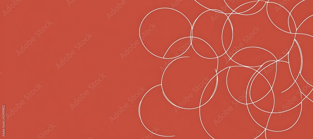 Poster a visually captivating red background showcasing white circles of different sizes, resulting in a mo